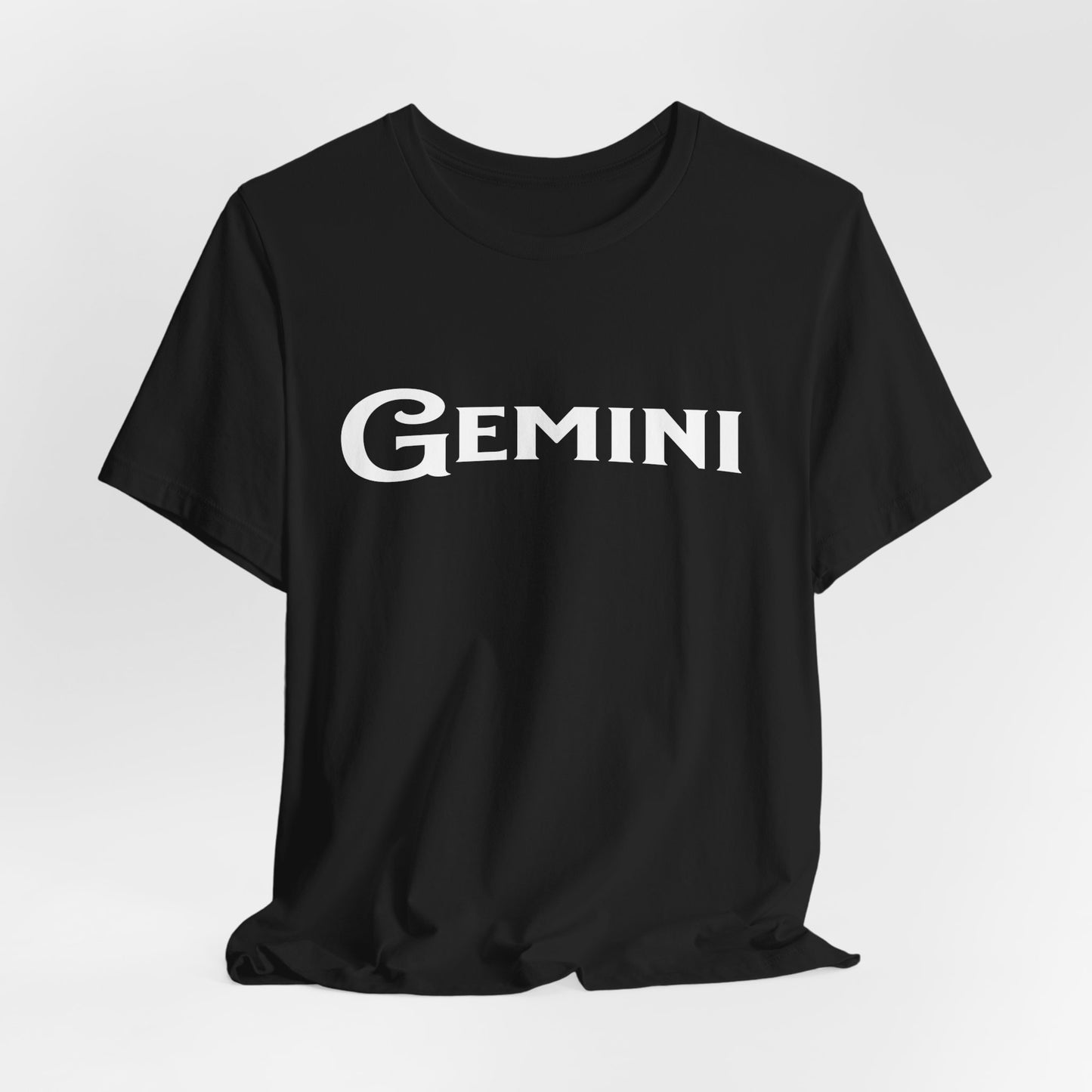 Gemini Tee — 'Gemini' Black River Font Zodiac T-Shirt