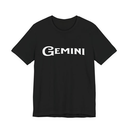 Gemini Tee — 'Gemini' Black River Font Zodiac T-Shirt